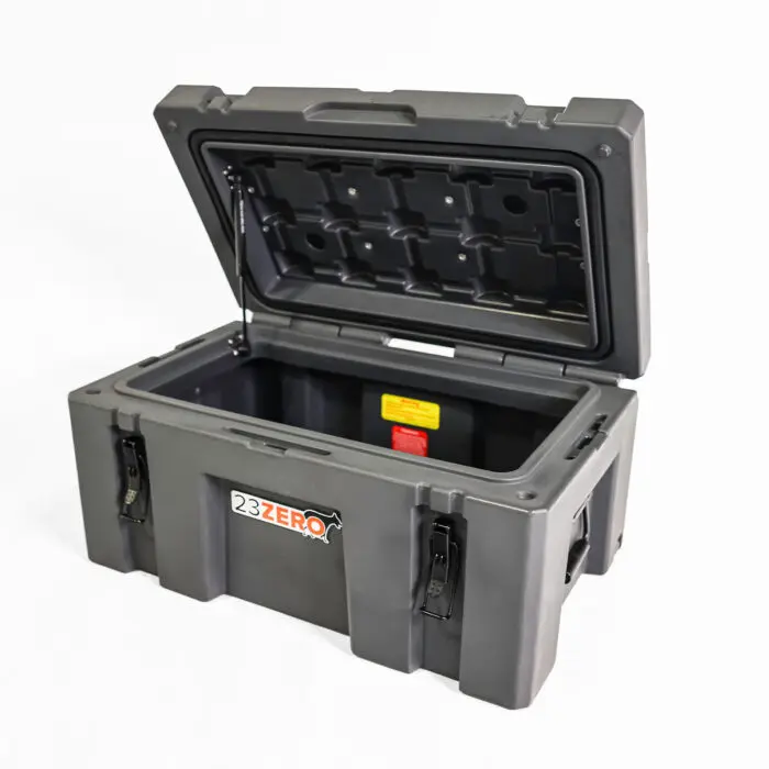 23Zero 70L Overland Gear Box Hero Image Box Open Angled