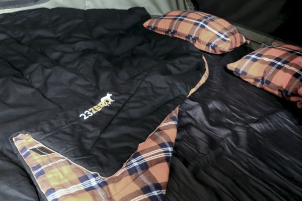 canvas trail blanket in roof top tent