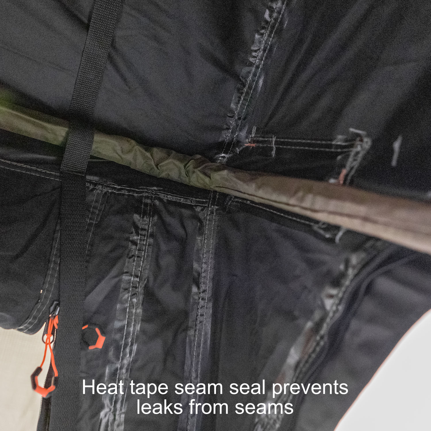 23Zero Walkabout 2.0 soft shell rooftop tent seam details, available in 56, 62, and 72 sizes