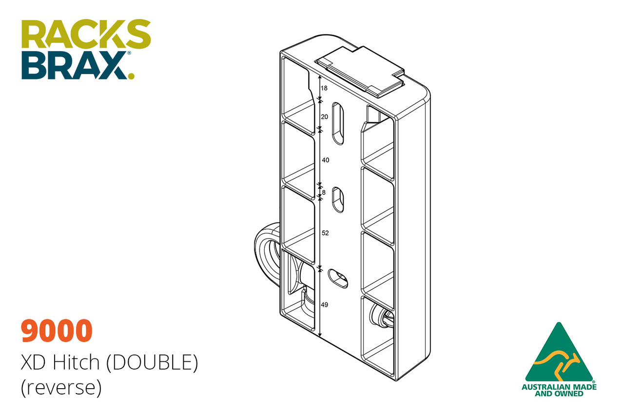 RacksBrax XD Awning Quick Release Hitch 9000 Back View Dimensions